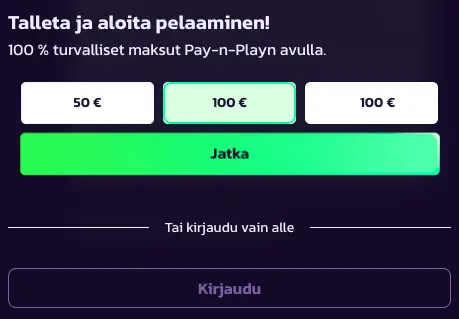 Pelipeto talletukset