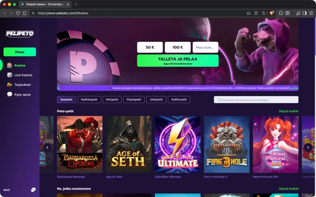Pelipeto etusivu