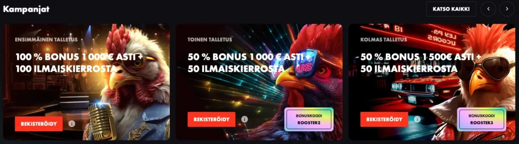 screenshot Rooster betin kampanjat
