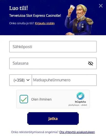 Rekisteröityminen Slot Expressille