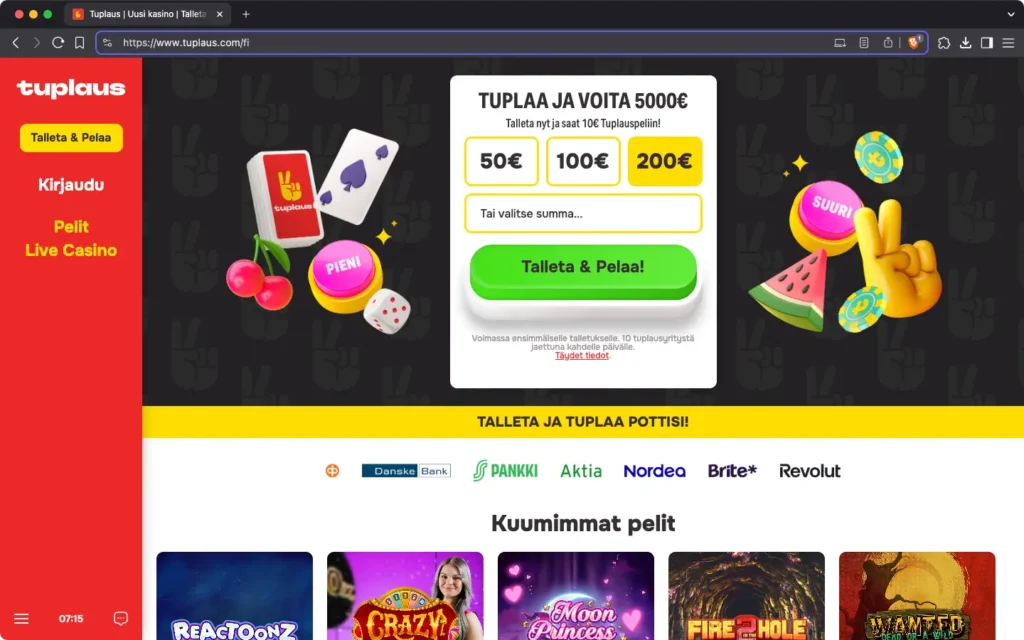 Tuplaus kasino etusivu