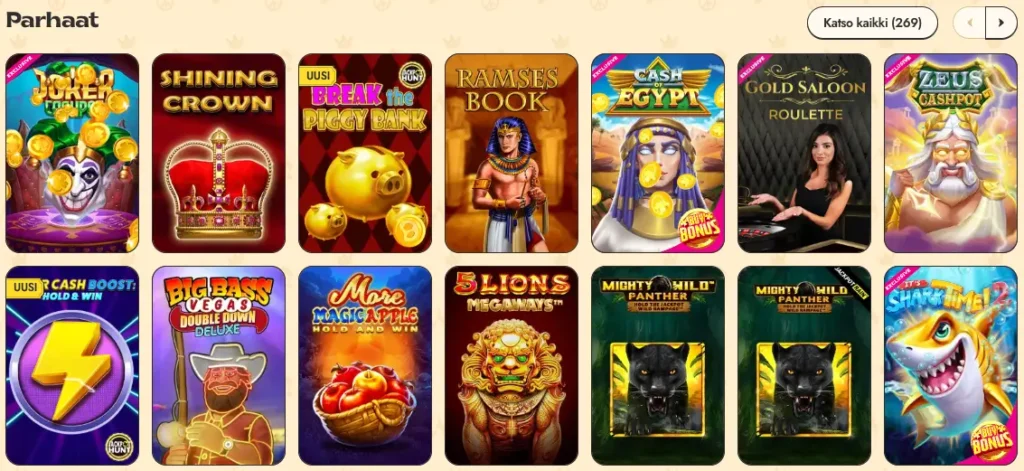 Vinyl Casino pelivalikoima